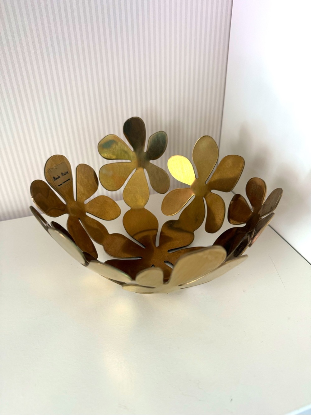 IKEA | Stockholm Monika Mulder Gold Brass Flower Bowl 8” Retro Funky Home Decor